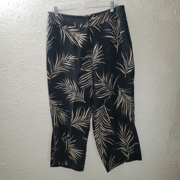 Harve Benard 100% Silk 2-Piece Outfit Set Button Up Shirt Top & Crop Pants Sz 14 - Picture 8 of 12